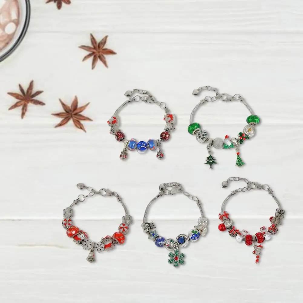 43PCS Christmas Bracelet Set DIY Craft Jewelry Pendant Kits Santa Claus Snowflake Crystal Beads For Girls | Дом и сад