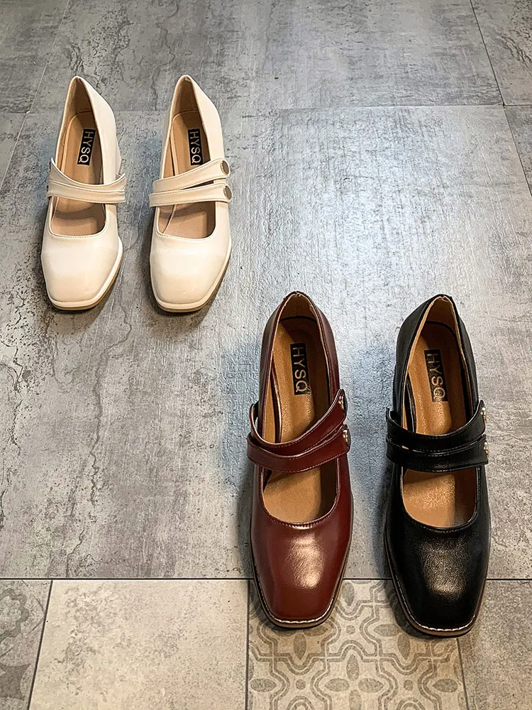 

Women's leather shoes autumn 2020 new fashion shallow mouth Mary Jane high heels