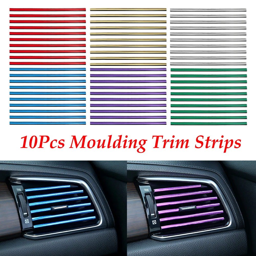 10PC Colorful Car Air Conditioner Outlet Vent Grille Decoration U Shape Molding Trim Strip Automobiles Interior Accessories | Автомобили и
