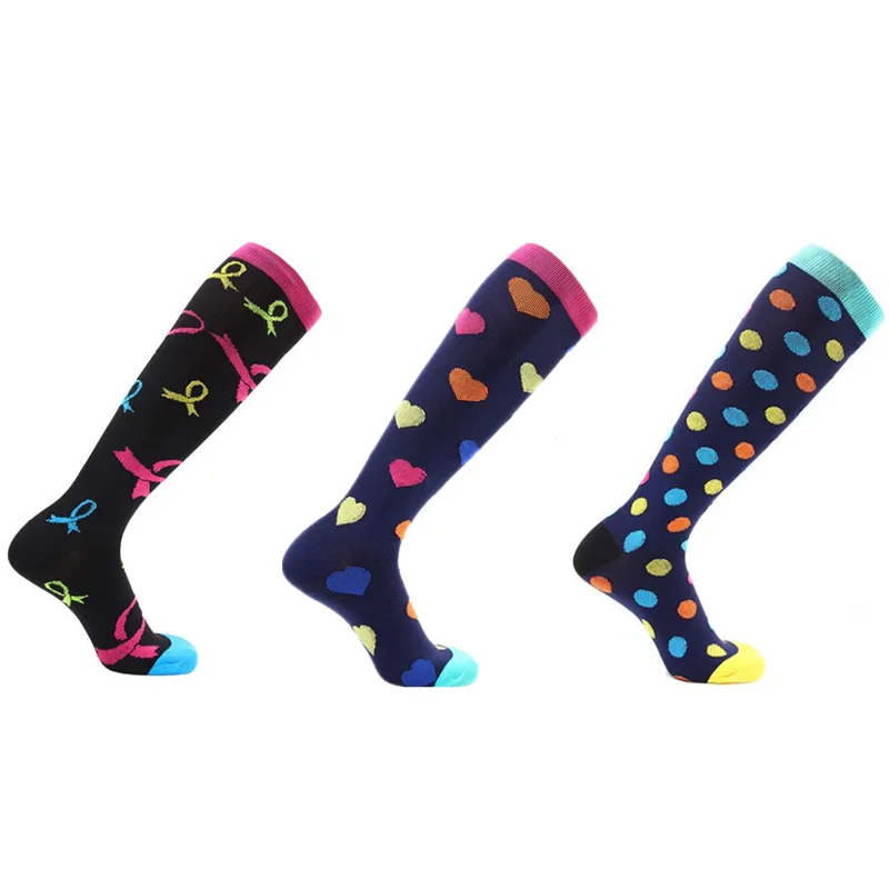 Носки женские длинные в полоску компрессионные эластичные до бедра забавные