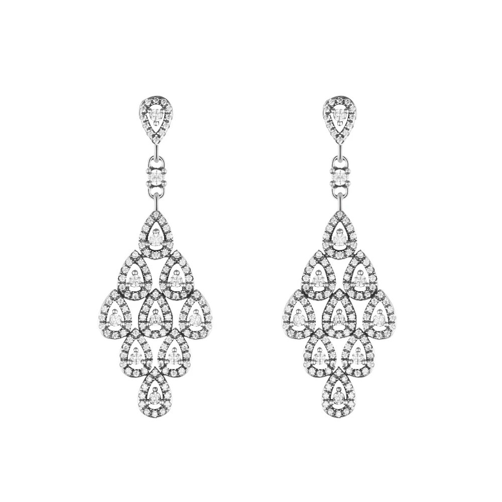 

Authentic 925 Sterling Silver Earrings Cascading Glamour Drop Earrings for Women Fine Jewelry Berloques Brincos Wholesale