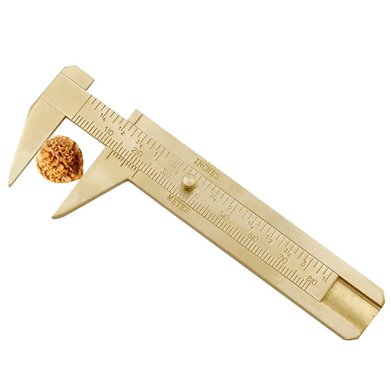 

Новая система инструмент измерения 0 ~ 80 мм 3,2 дюймов миниатюрная твёрдая латунная скользящий Калибр двойной шкалой штангенциркуль Золотой ...
