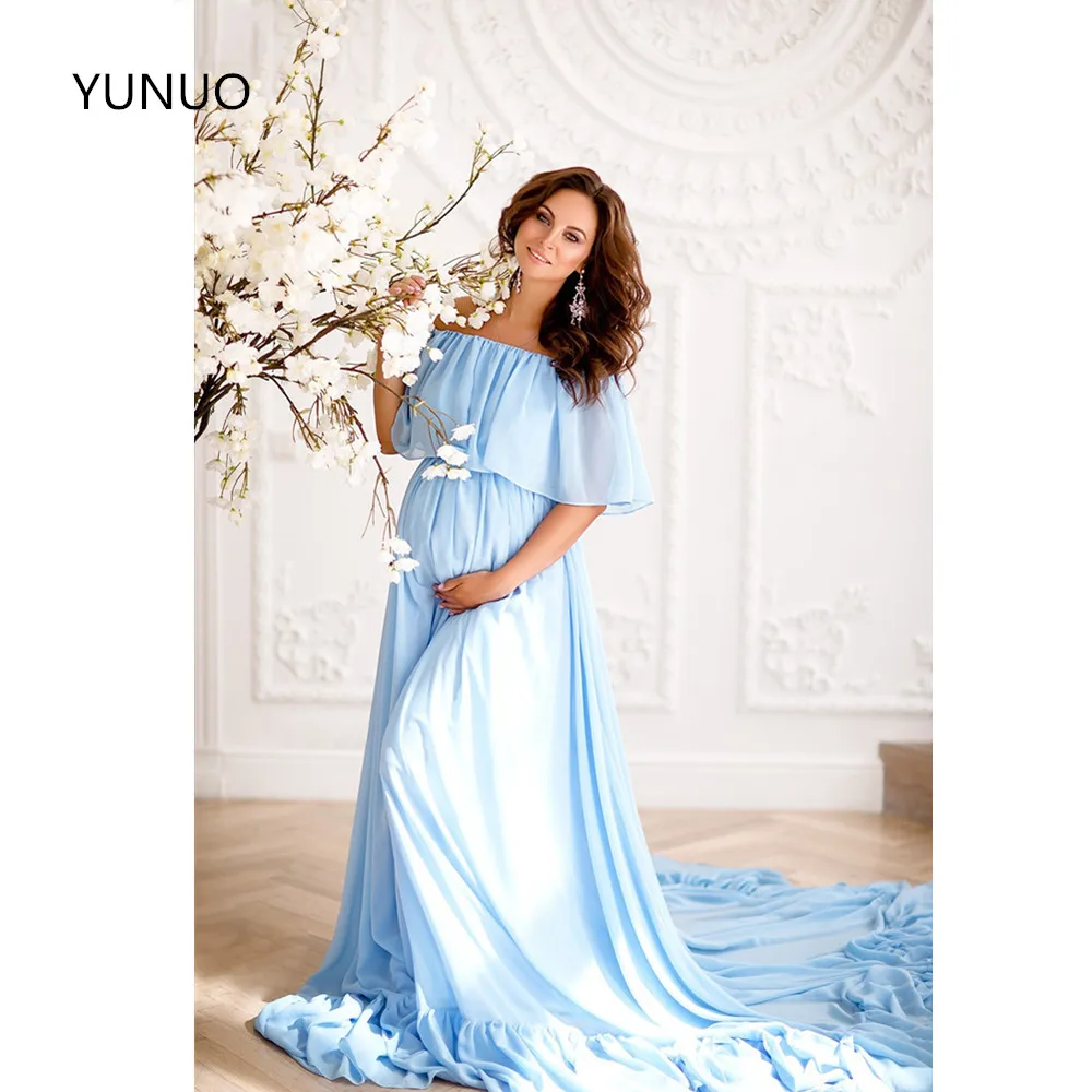 YUNUO богемное платье для выпускного вечера беременных шифоновое с открытыми