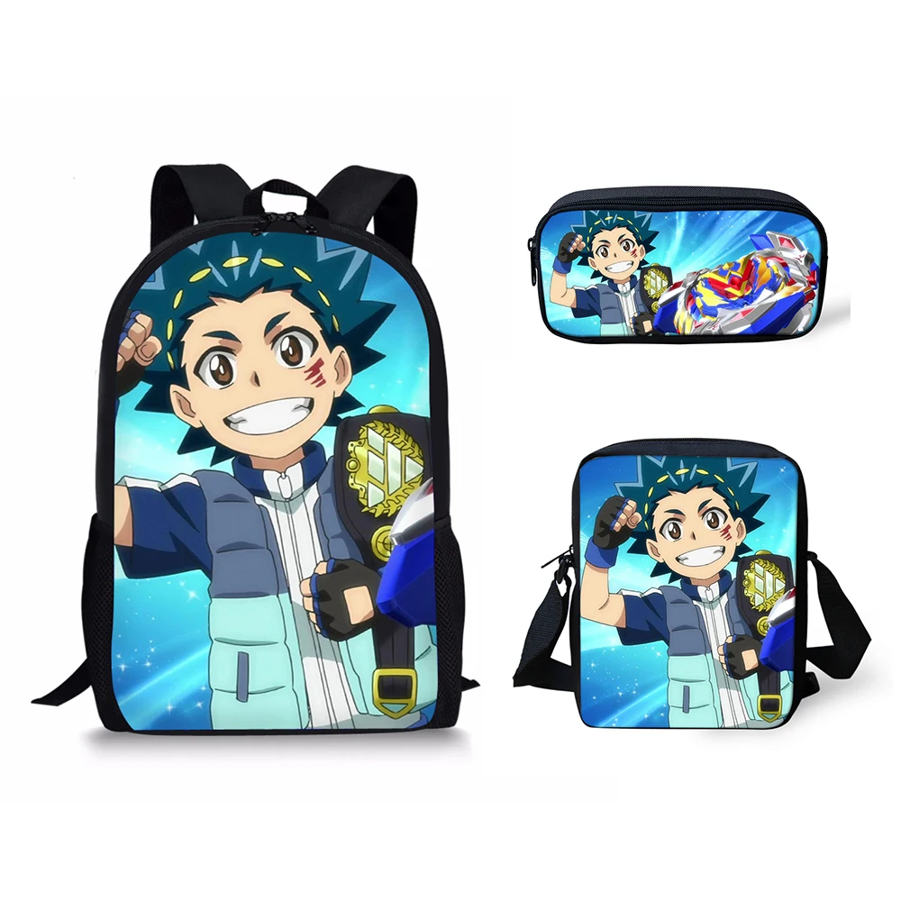 HaoYun Beyblade Burst 3Pcs Set School Backpack Shoulder bag pencil bag set cartoon Print School Bag Kids Boy Children's Book bag