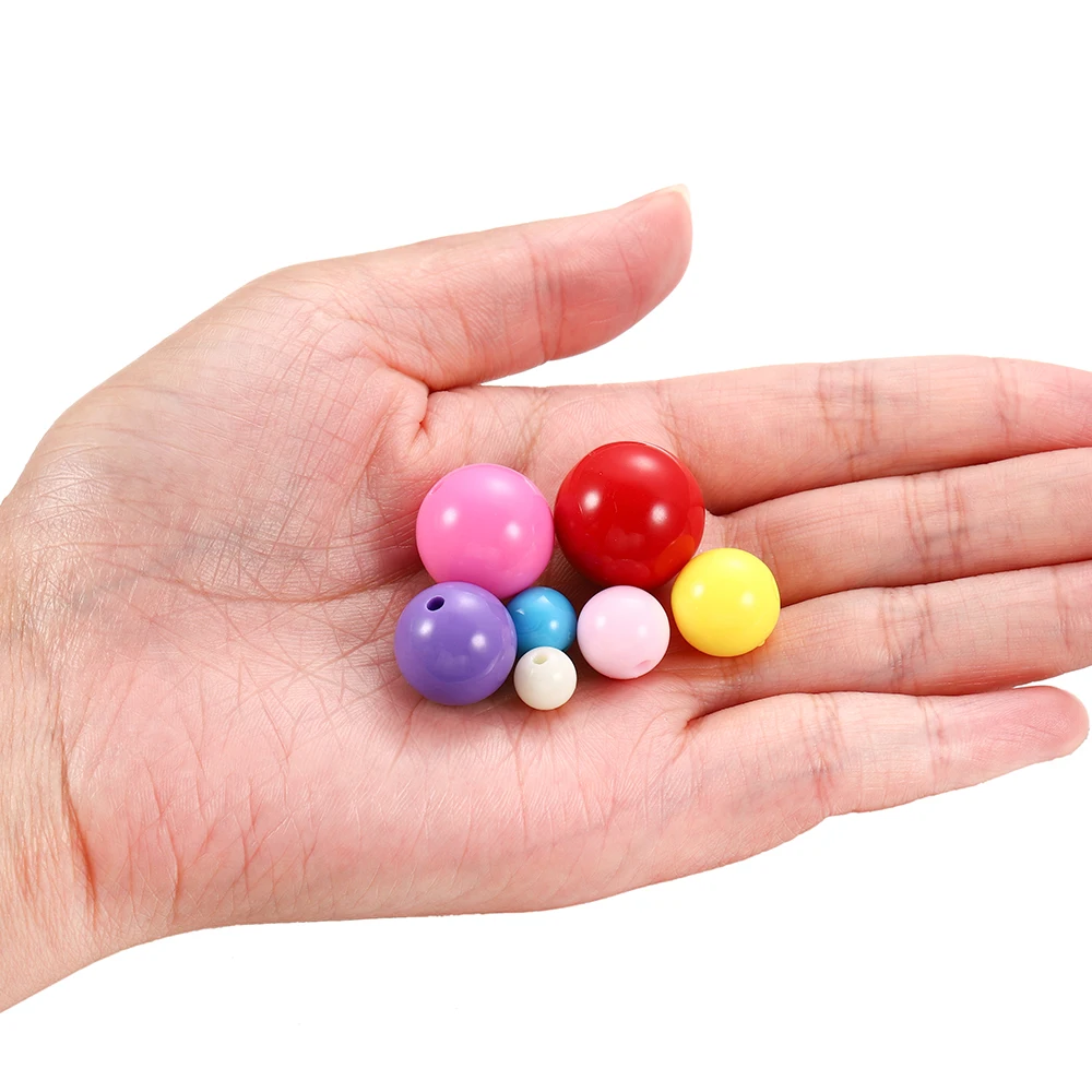 

200-10Pcs 6-20mm Mix Colors Small Hole Acrylic Beads Loose Round Spacer Beads For DIY Jewelry Making Findings Supplies Wholesale