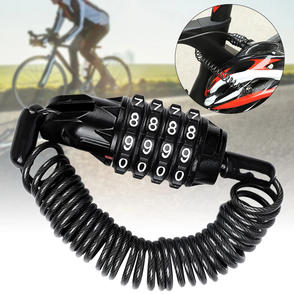4 цифры мини портативный длинный велосипедный стальной провод шлем пароль