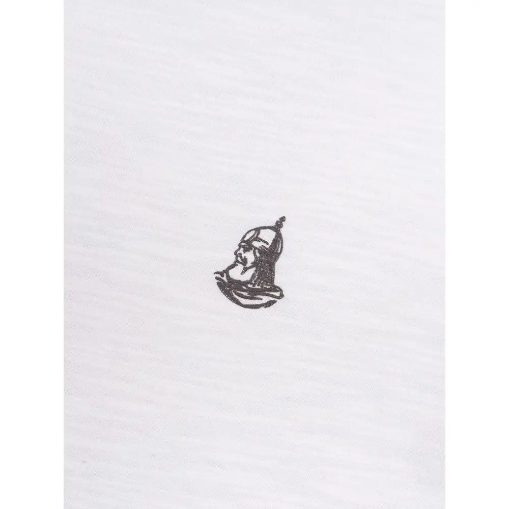 Лонгслив Великоросс однотонный белого цвета V образный дизайнерский вырез