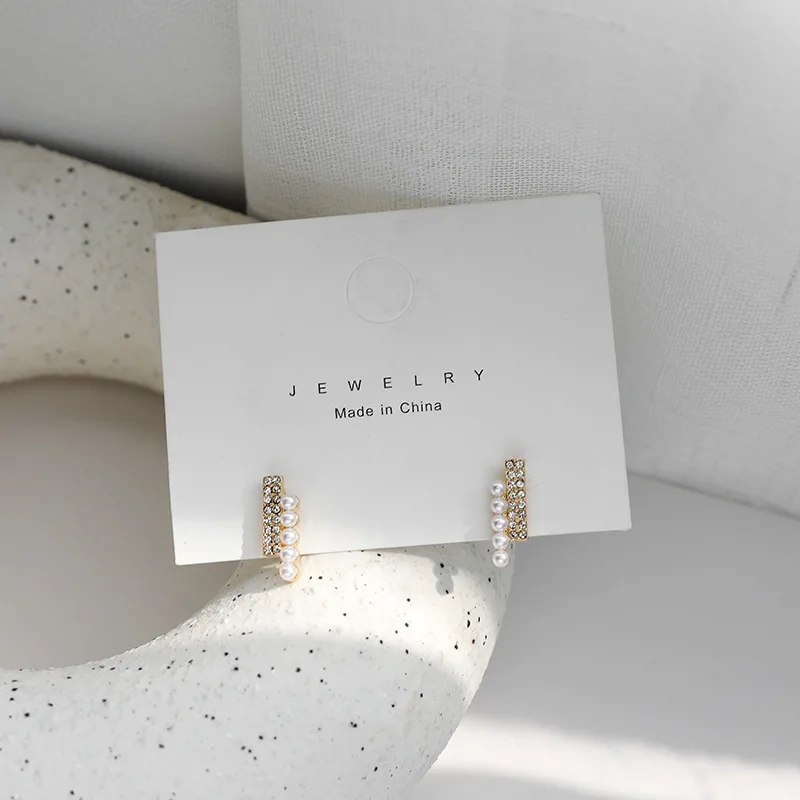 2021 простые имитация жемчужина Стразы Хрусталь короткий серьги со шпилькой для