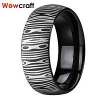 6mm 8mm black engraved rings tungsten carbide band for men women brushed finish domed comfort fit