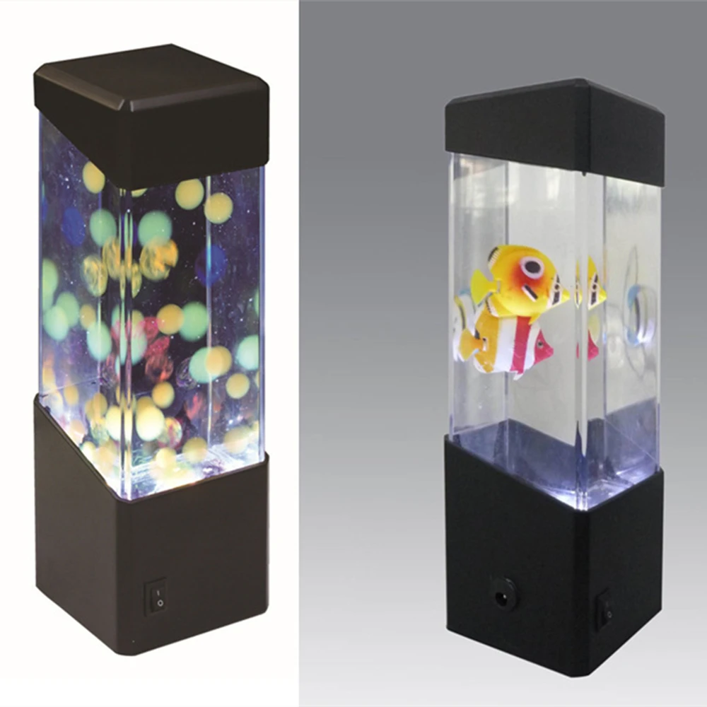 Цветная светодиодная Ночная лампа в виде медузы вулкана маленькой рыбы новинка