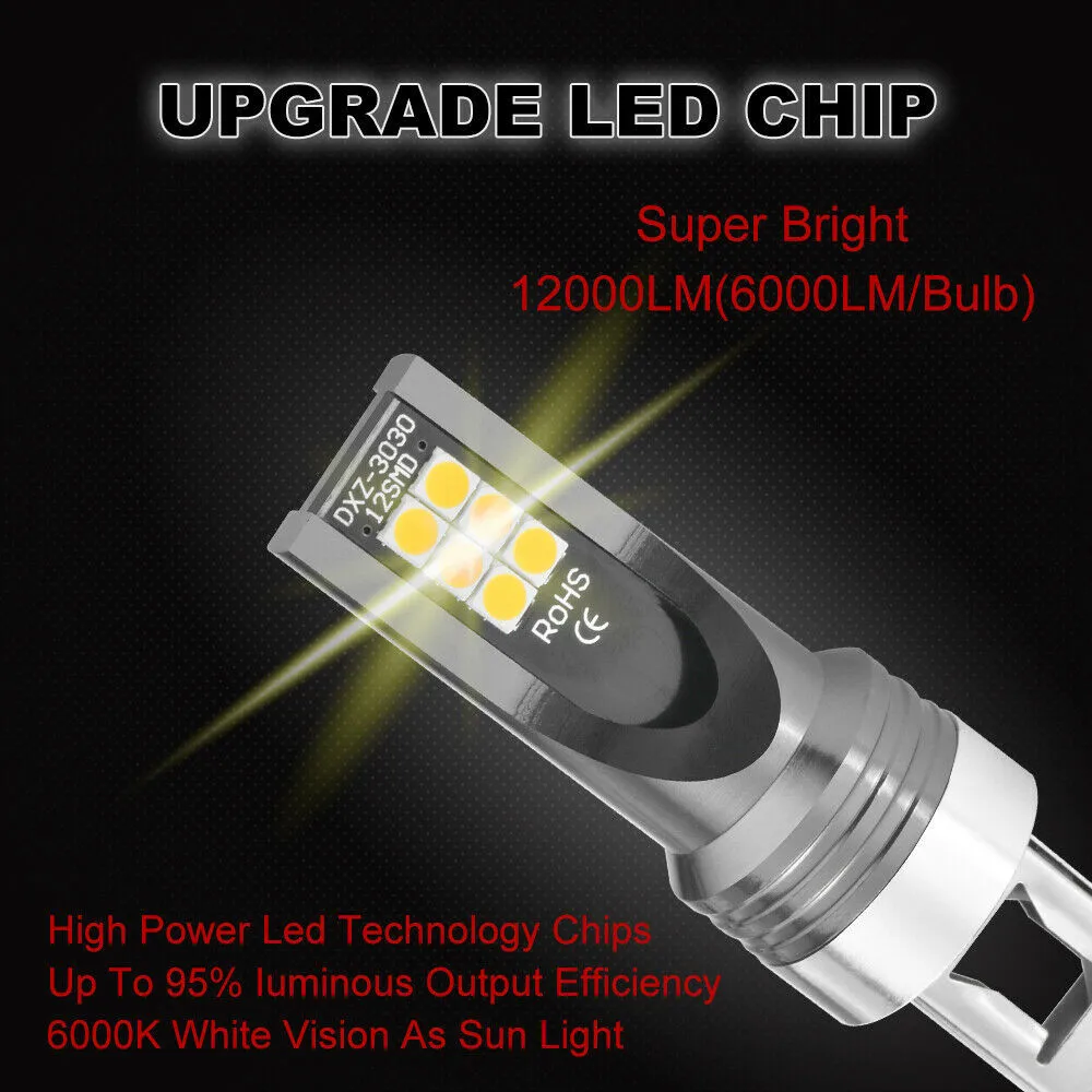 

Yellow LED Light Bulbs High Quality 200W 12000LM Accessories Driving DRL