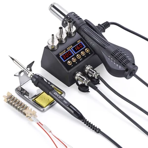 jcd lcd digital soldering rework station hot air gun solder iron 750w bga smd welding station for cell phone repair tools 8898 free global shipping