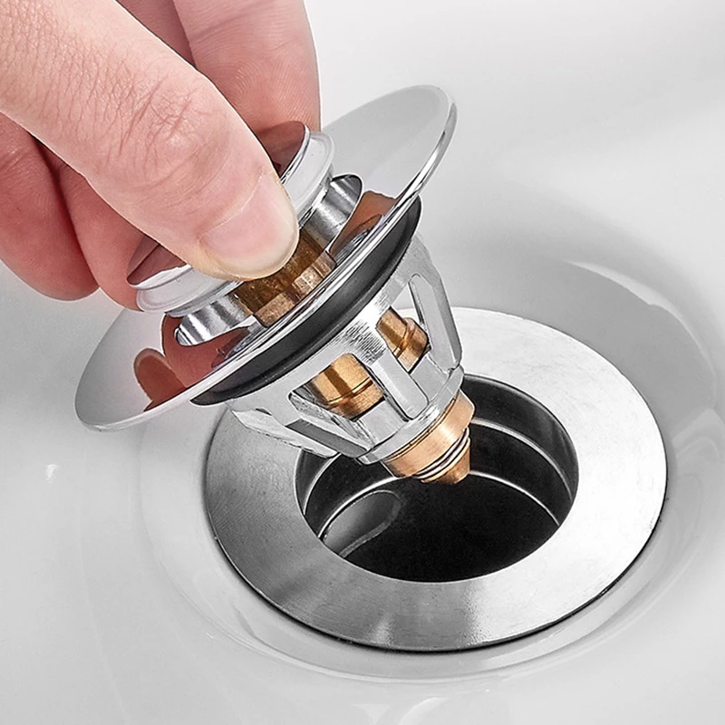 

Upgraded Stainless Steel Bathroom Sink Plug Anti-Clogging With Filter Basket Bounce-Style Sink Plug Drain Hole
