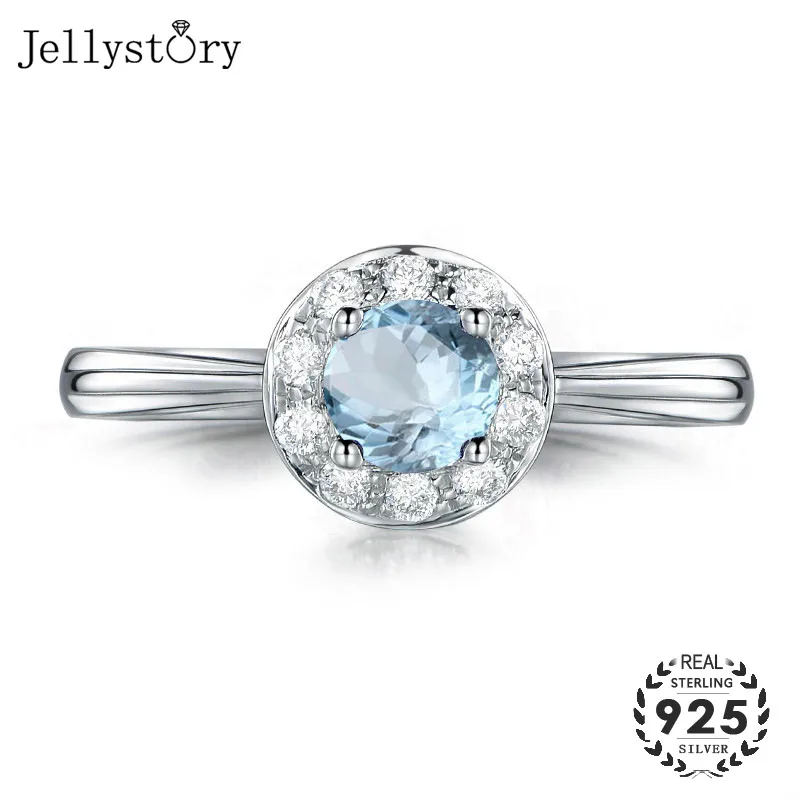 Jellystory luxury 925 sterling silver jewelry charm ring with natural topaz gemstone for women wedding party gift wholesale ring
