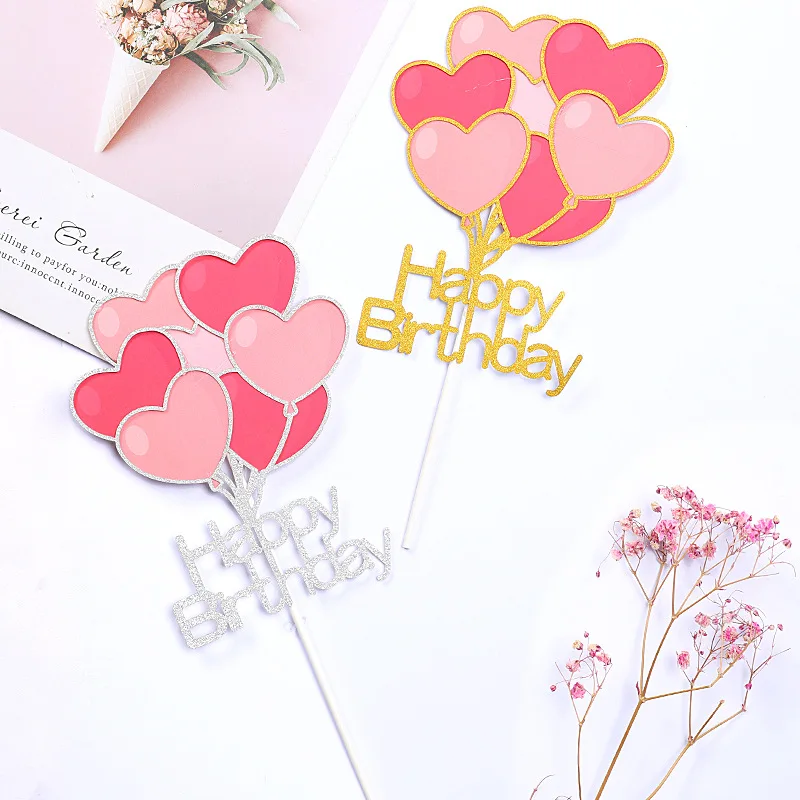 Воздушные шары с днем рождения Топпер для кексов любовь сердце я люблю тебя