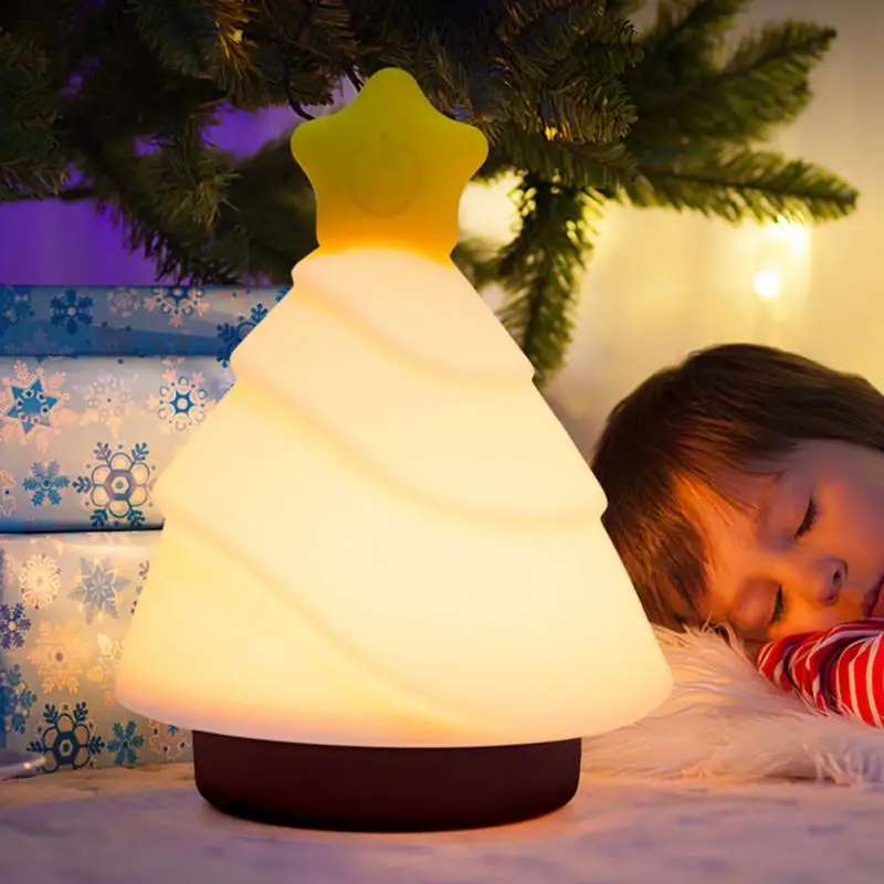 

Christmas Tree Silicone Night Light USB Charging Heating And Cooling Stepless Dimming With Sleeping Lights Christmas Gifts