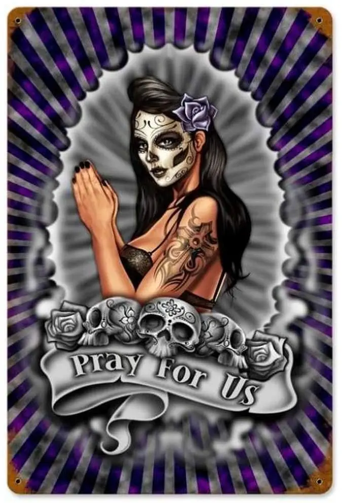 

Металлический винтажный жестяной знак DINGDUO, молитвенный знак для девушки-булавки для гаража, дома, бара, паба, мужской пещеры, Ретро Художест...