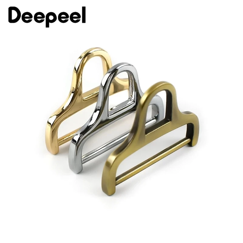 Deepeel 20pcs Metal Adjuster Buckle D Dee Ring Buckles Triangles with Bar Swivel Clip Loop for DIY Belt Bag Straps Accessories