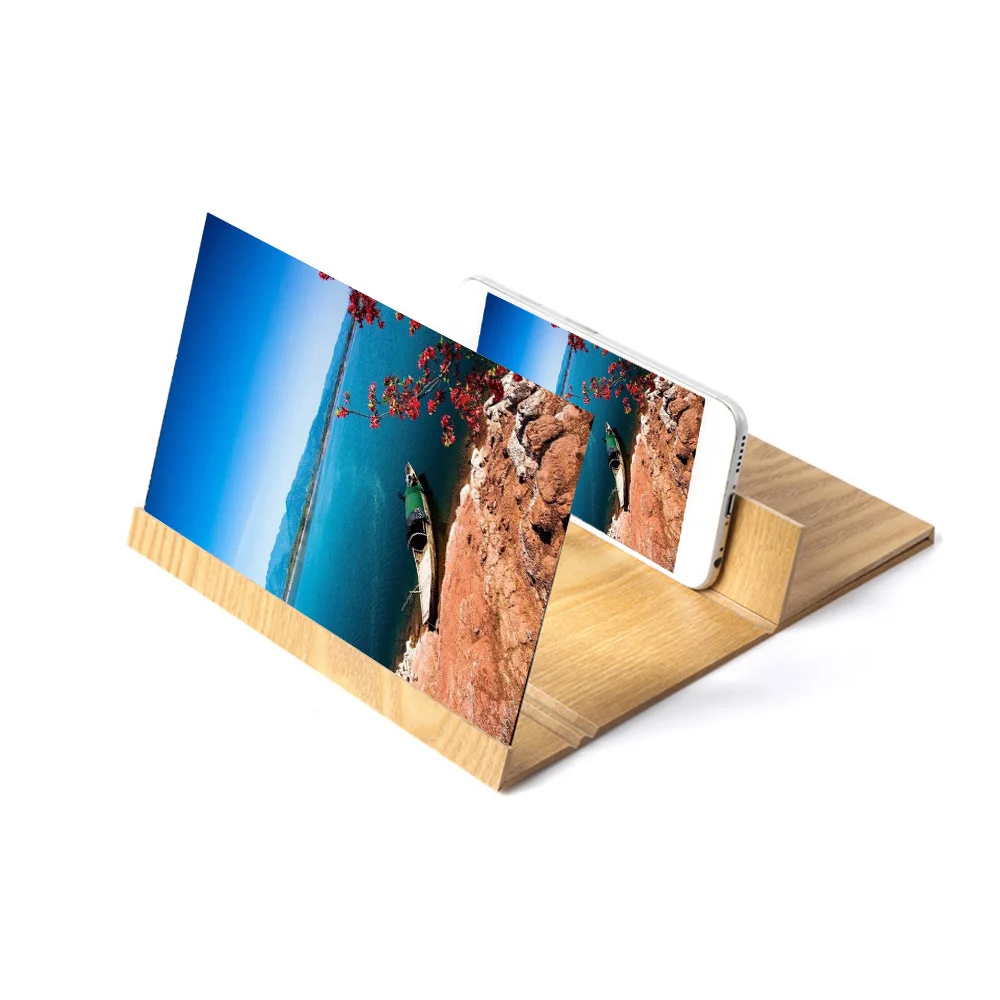 12 дюймов складной 3d увеличительное стекло для телефона экран с деревянной рамкой