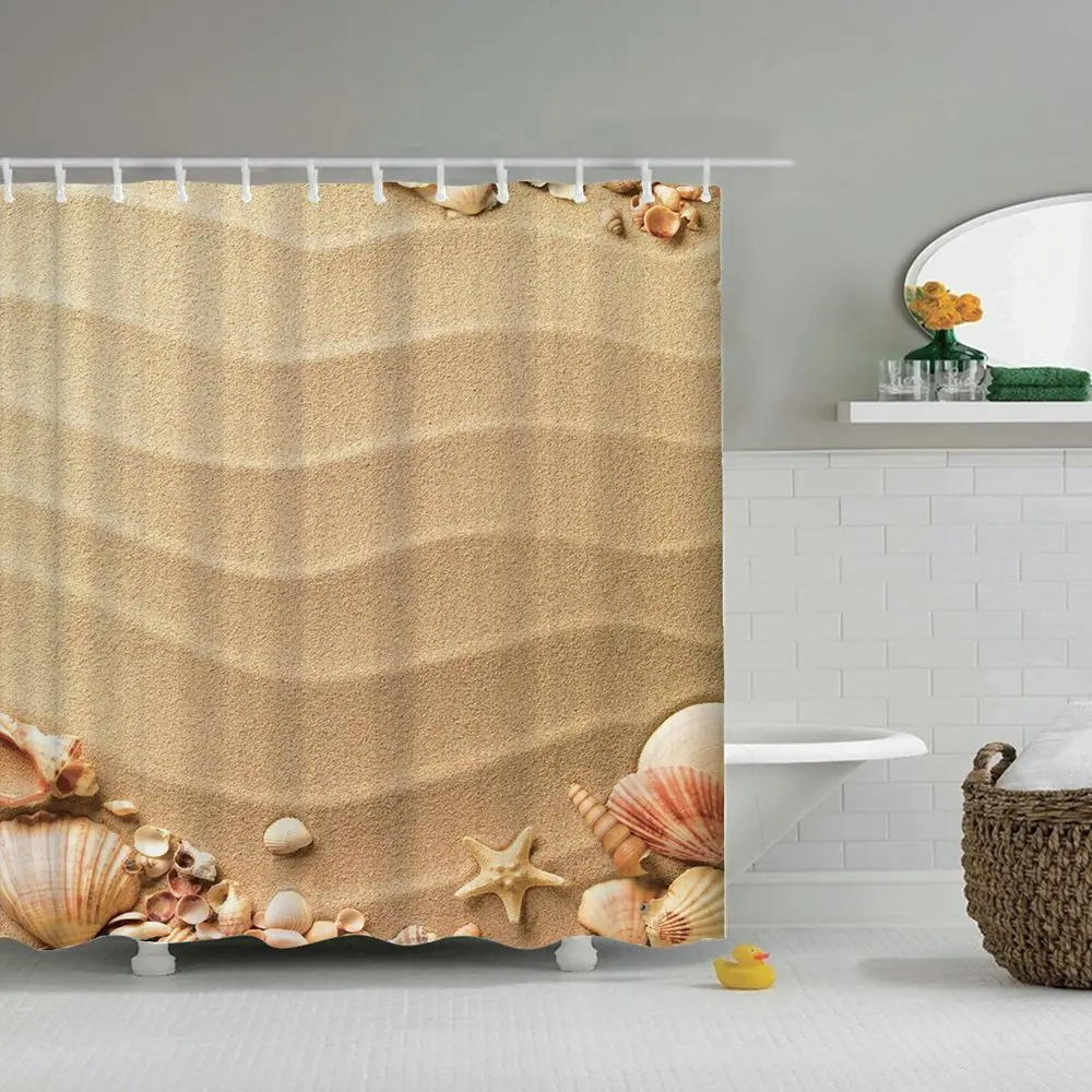 Seashell Пляж предмет для душа занавес водостойкая полиэфирная ткань шторка ванной