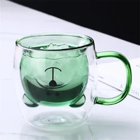 3d bear creative transparent heat resistant double glass cup coffee mug milk juice teacup with handle christmas kids gift
