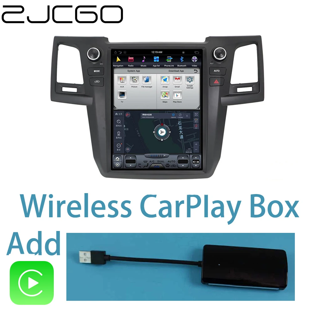 Screen add CarPlay Автомобильный мультимедийный плеер стерео gps DVD радио навигация NAVI Android экран для Toyota Fortuner Hilux SW4 AN50 AN60 2004 - Цвет: Screen add CarPlay