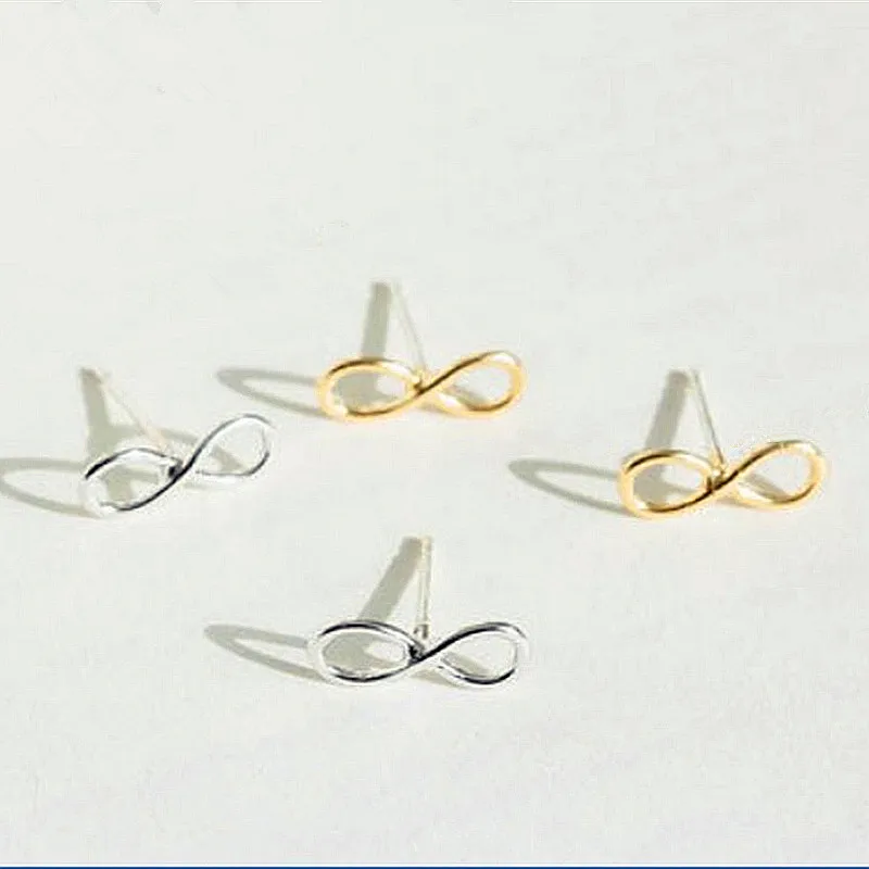 Модные серьги гвоздики с символом бесконечности и номером 8 галстуком милые