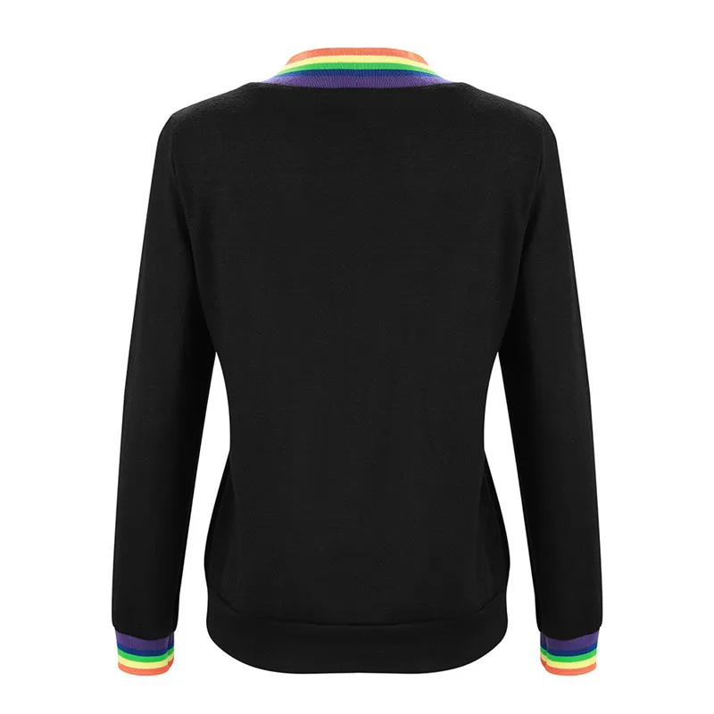 Модная женская осенняя спортивная рубашка для бега блузка с радужным принтом и