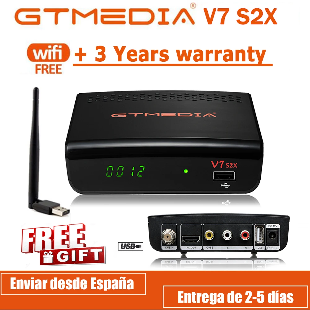 

DVB-S2 Gtmedia V7 S2X Satellite decoder 1080P DVB-S2 Upgraded by Gtmedia V7S HD Include USB Wifi Gtmedia V7S2X No app
