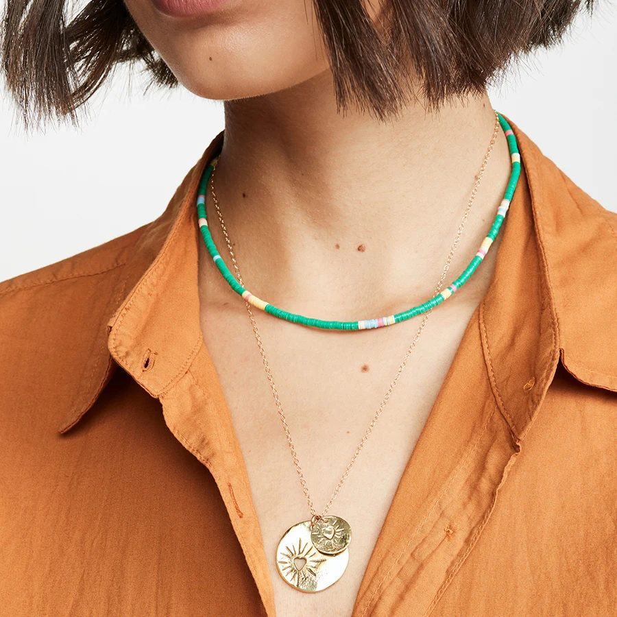 Aliexpress collier vsco girl heishi бусы колье Женские Ювелирные изделия Белый Черный Синий