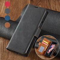 flip wallet magnetic leather case for samsung galaxy z fold 3 fashion business cover anti drop protective sleeve z fold 3 case