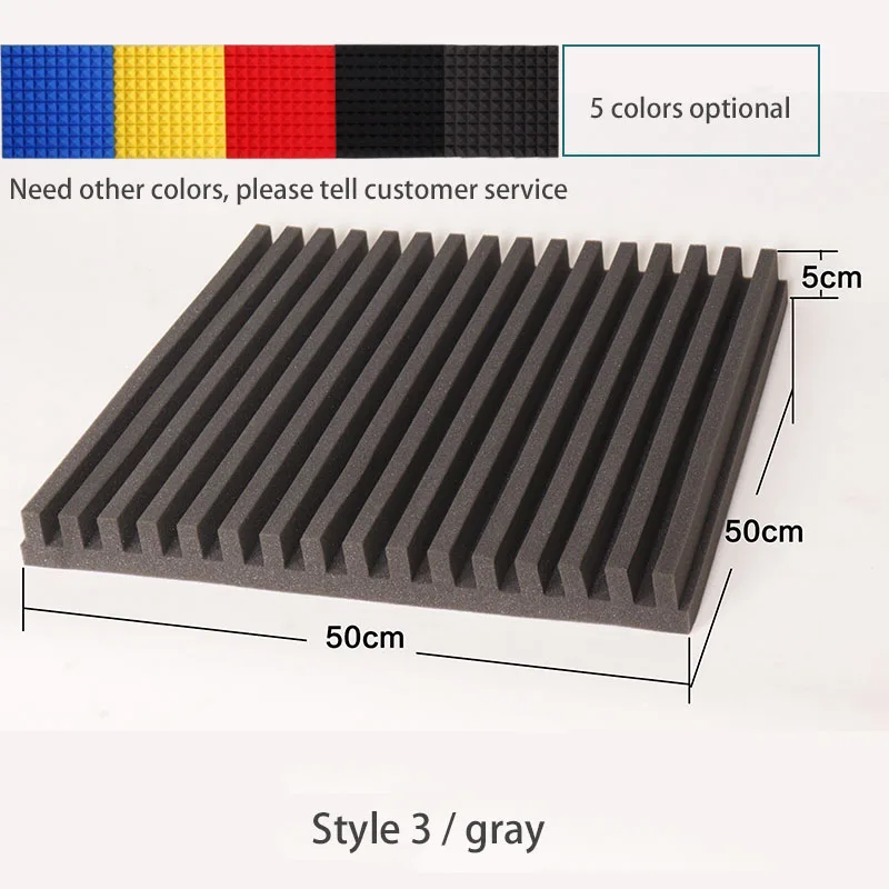 Style 3-gray Высокое качество 50x50 см панель звукоизоляция наклейки на стену Губка Пена Звукопоглощающая шум Губка Пена звукозаписывающая Звукопоглощающая - Цвет: Style 3-gray