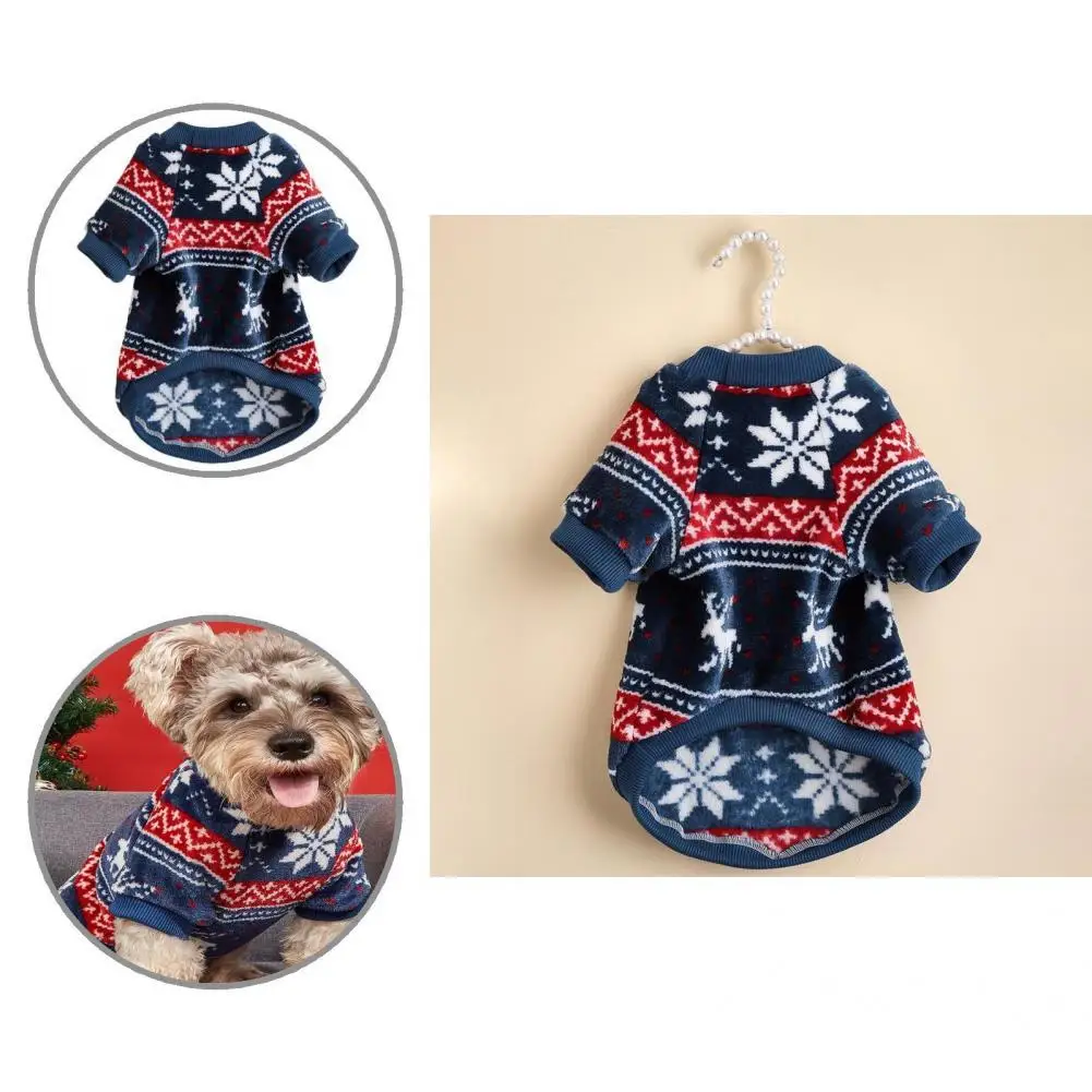 

Wear Resistant Soft Xmas Themed Puppy Ultra-thick Pullover Pet Costume for Travel