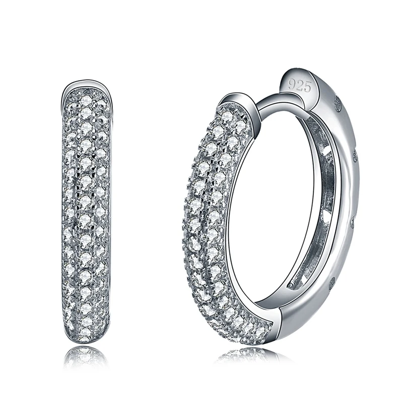 ORSA JEWELS Аутентичные 925 пробы серебряные серьги-кольца для женщин AAA кубический циркон круглые серьги модные ювелирные изделия подарок SE81 - Цвет камня: SE19