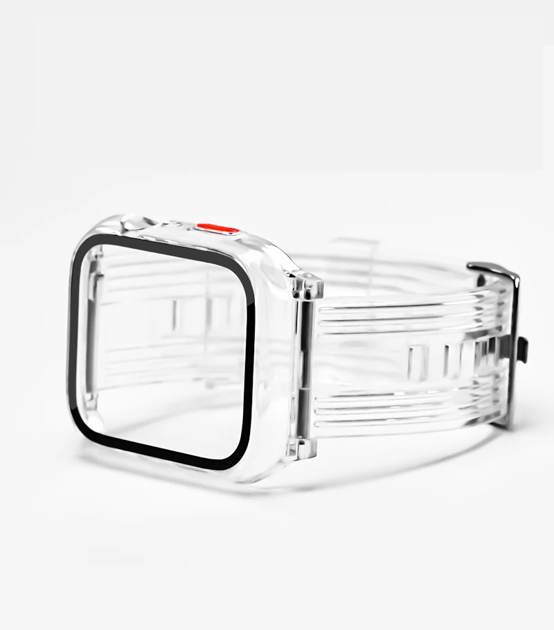

Transparent Glacier Strap+Case Band for Apple Watch Series SE 6 5 4 3 2 1 Bracelets Smart iWatch 38MM 40MM 42MM 44MM Watchband
