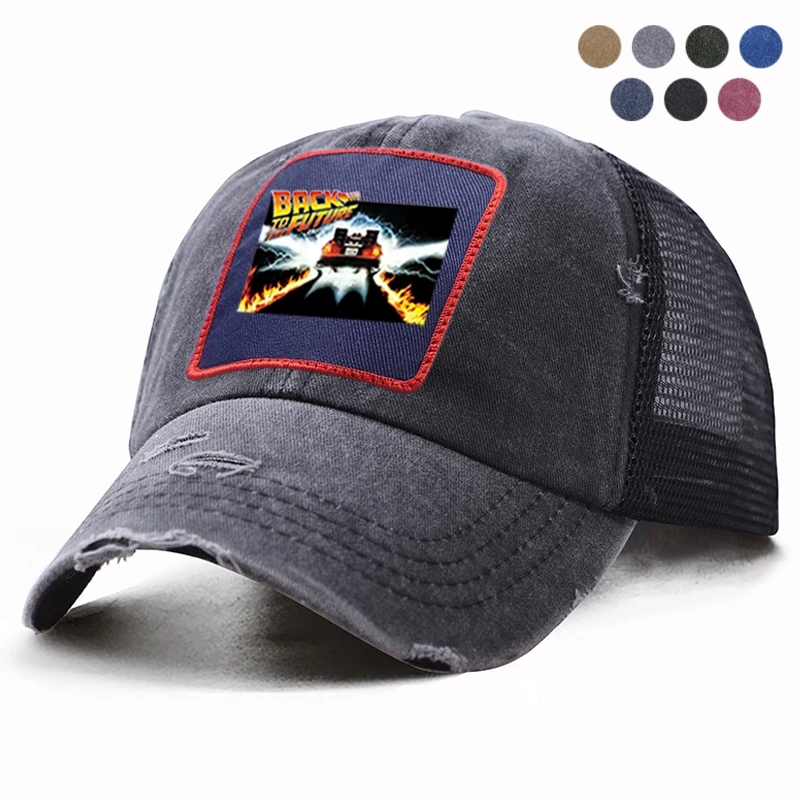 Забавная бейсболка с принтом Назад в будущее для мужчин и женщин летняя сетчатая
