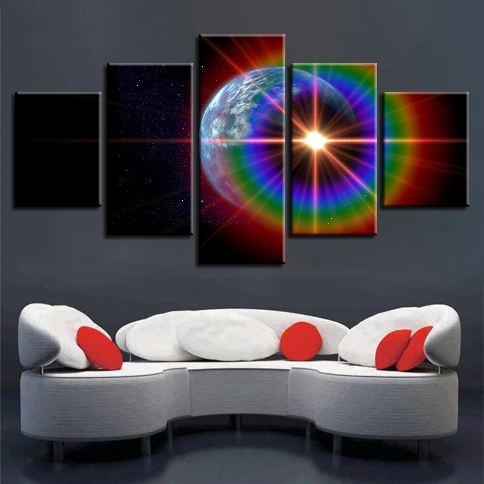 

Hot Sale Modular Paintings Cuadros Canvas Wall Art Pictures Decoration 5 Pieces Cosmic Planet Earth HD Printed Landscape Poster
