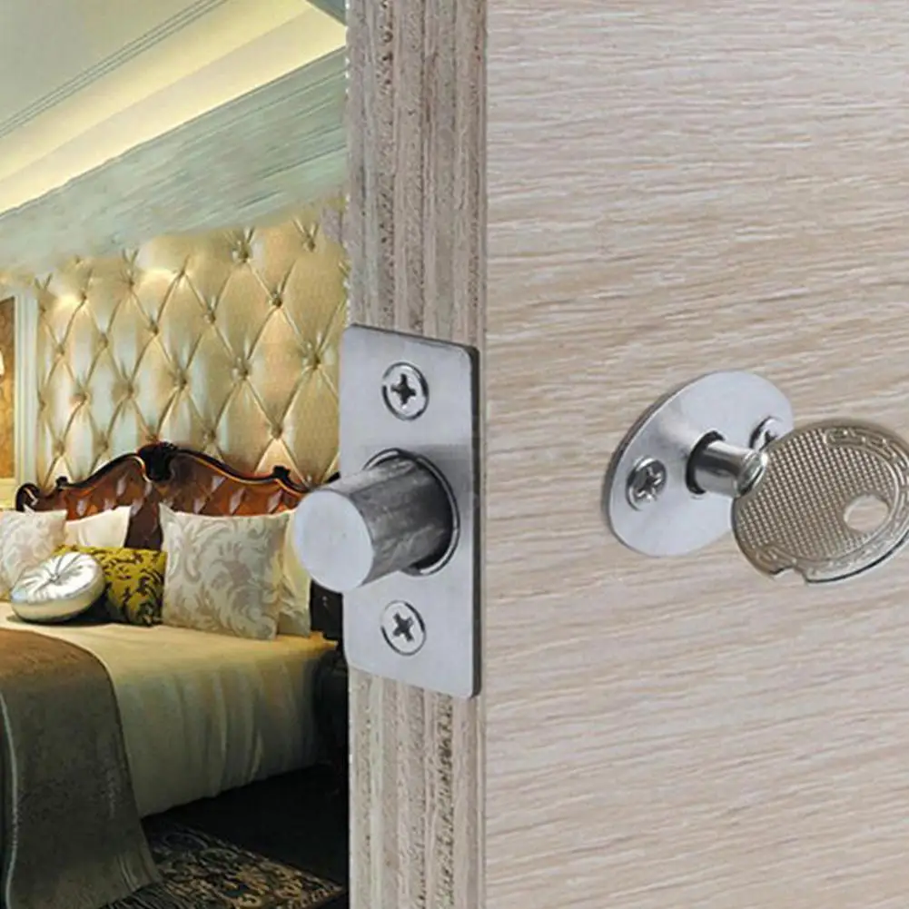 

1 Set Tube Well Lock With Buckle And Key For Home Hardware Tool Cross Hidden Fire Door Locks Steel Invisible Lock Spot