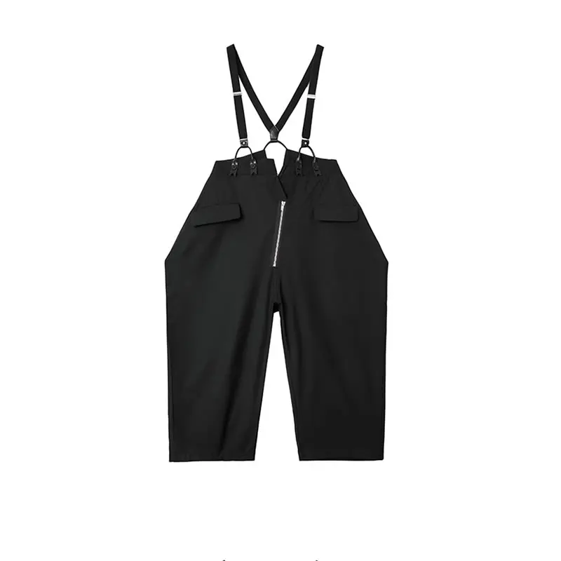 

XITAO Personality Irregular Black Jumpsuits High Waist Women Clothes 2021 Spring Fashion Pocket Loose Ankle Length Pants ZY5758