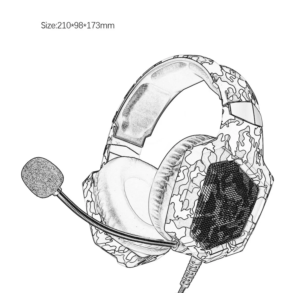 

ONIKUMA Computer Stereo Gaming Headset Camouflage Headset Gaming Headset Cool LED Light with Microphone