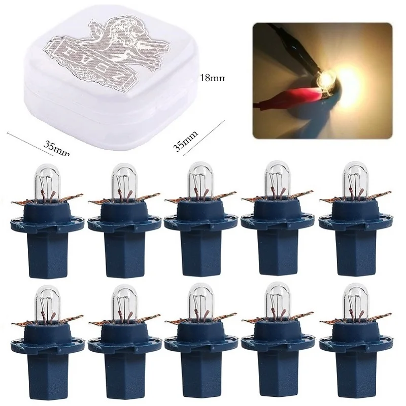 

10 шт., автомобильные лампы для приборной панели T5 BX8.4D 14 в 2 Вт 3000K