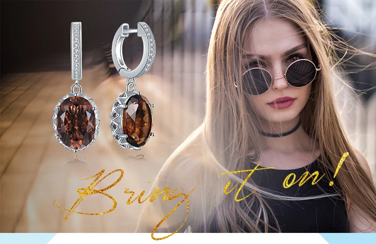 JewelryPalace 7.2ct овальной формы создан дымчатый кварц кубического циркония висячие серьги 925 пробы серебро чай Хрустальный цветок