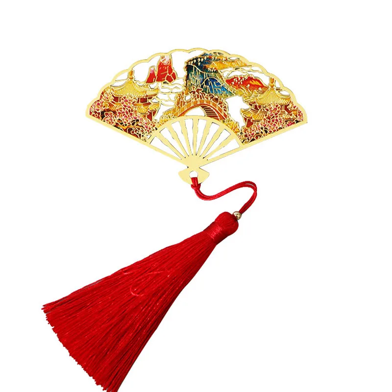 

Chinese Style Brass Bookmark Tassel Pendant Retro Book Clip Metal Pagination Mark Student Gift Stationery School Office Supplies