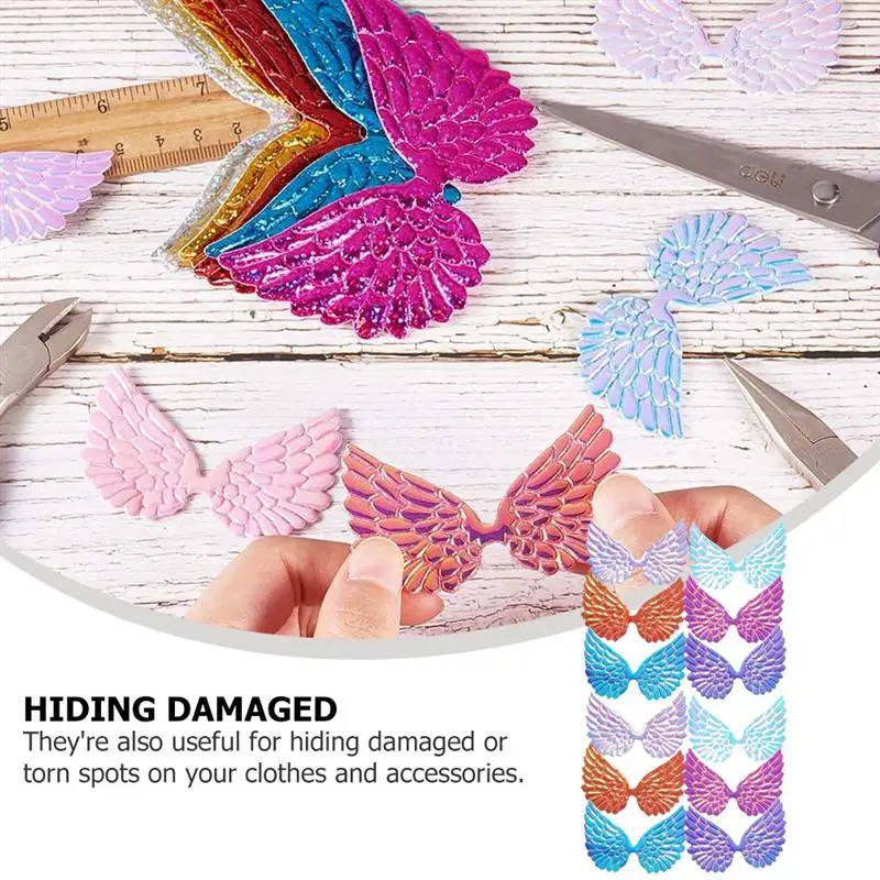 12 шт. DIY Радужный нашивки крылья разноцветные ангельские заколка для волос