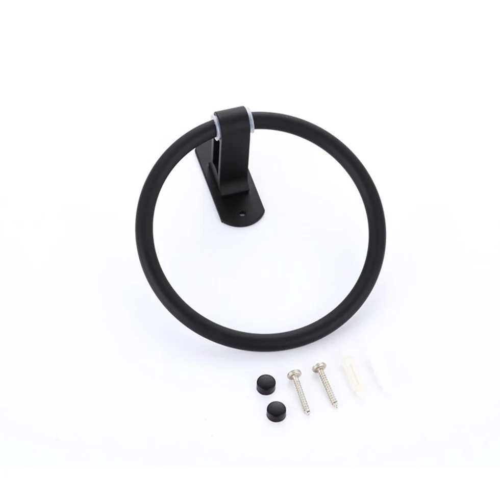 Кольцо для полотенца черный держатель полотенец круглая настенная стойка душа