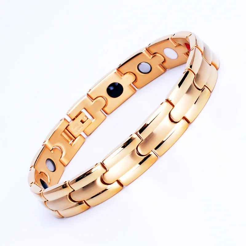 Мужской 4 элемента черный магнитный терапевтический браслет с отрицательными