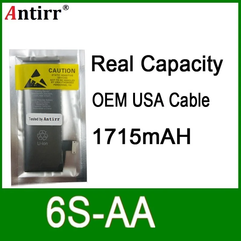 

10pcs/lot Real Capacity China Protection board 1715mAh 3.7V Battery for iPhone 6S zero cycle replacement repair parts 6S-AA