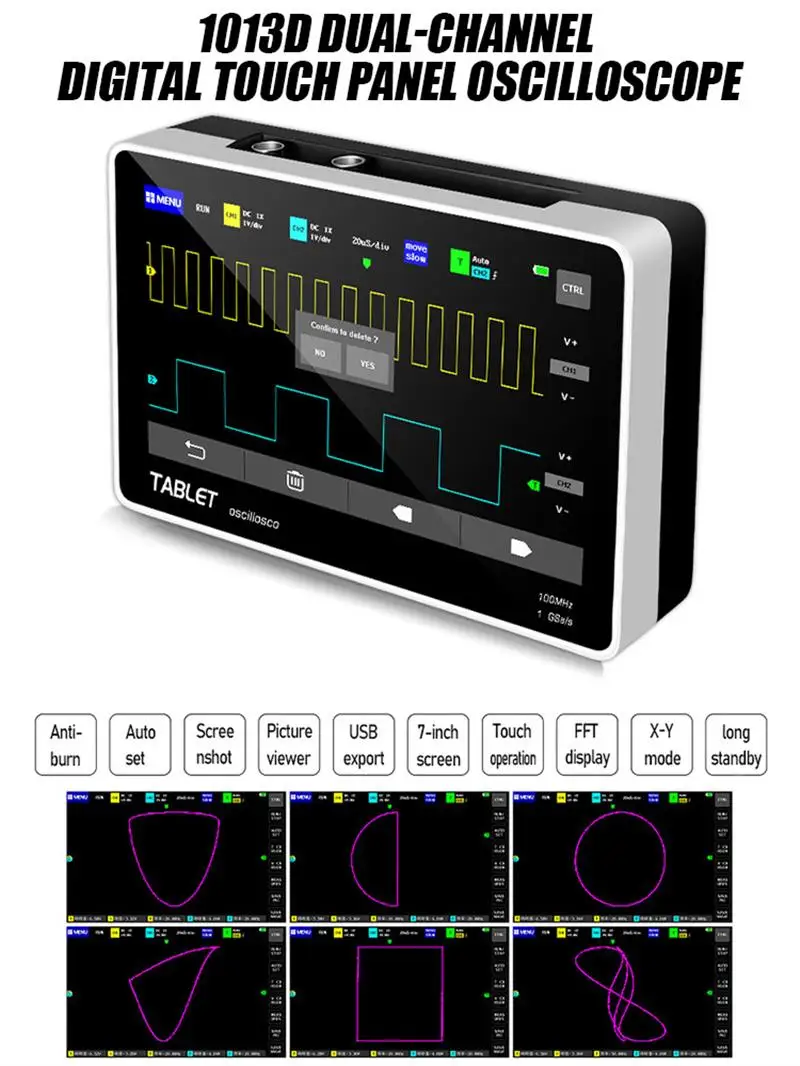 FNIRSI 1013D цифровой планшет осциллограф двухканальный 100M полоса пропускания 1GS