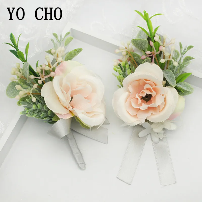 Брошь Розовая роза бутоньерка для подружек невесты Мужская Свадебный корсажный