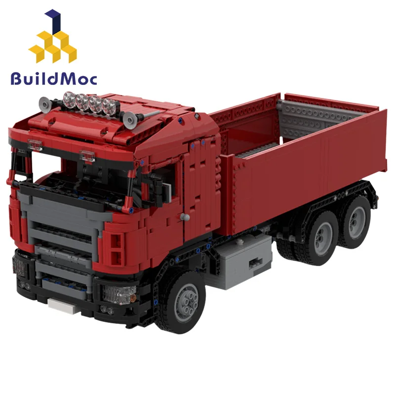 

Buildmoc инженерный бульдозер кран высокотехнологичный красный самосвал строительные блоки для грузовиков городской конструктор автомобиль ...
